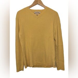 POLO JEANS CO Cotton Ribbed Long Sleeve Sweater Butter Yellow V Neck Size Large